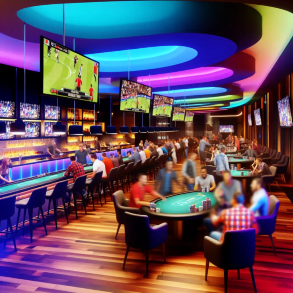 Goście bawiący się podczas wydarzenia w SportView Lounge z pokerem i transmisją sportową na ekranach HD.