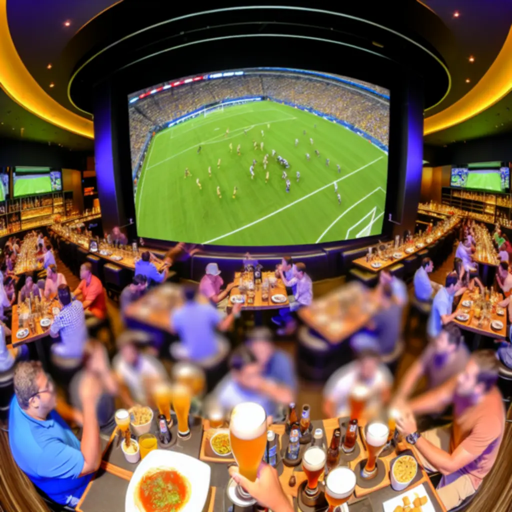 Transmisja sportowa na dużych ekranach HD w głównej sali SportView Lounge.